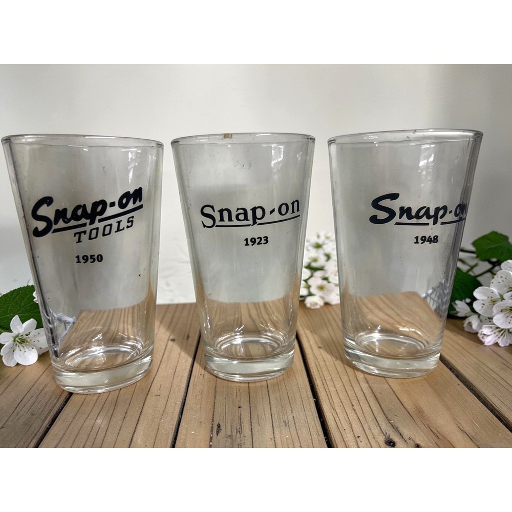 [3x] Snap-On Bar Pint Glasses 1923 / 1948‎ / 1950 Logos